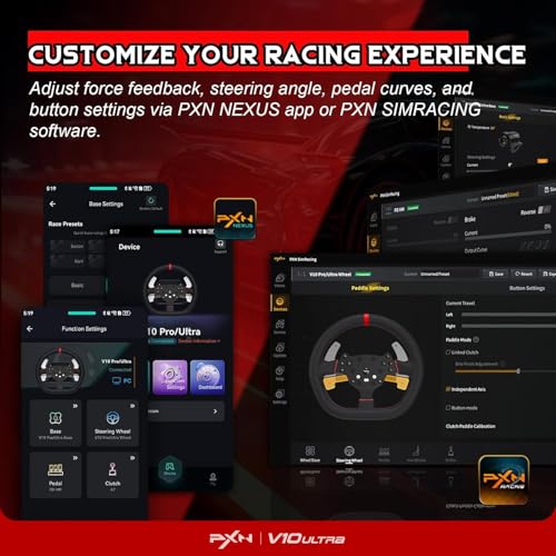 Image of PXN V10 Ultra Direct Drive Racing Wheel, 3.2Nm Force Feedback, Hall Effect Metal Pedals, 4 Aluminum Paddle Shifters, Sim Racing Wheel for PC, PS4, Xbox Series
