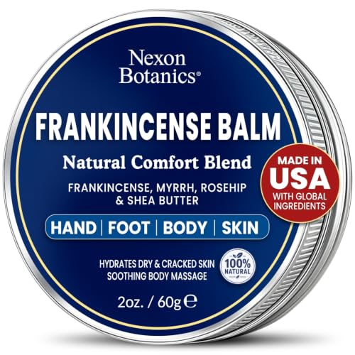 Frankincense Balm 2 fl oz - Soothing Muscle Comfort and Deep Hydration for Dry Skin with Myrrh Calendula Bisabolol Rosehip & Vitamin E - Nexon Botanics