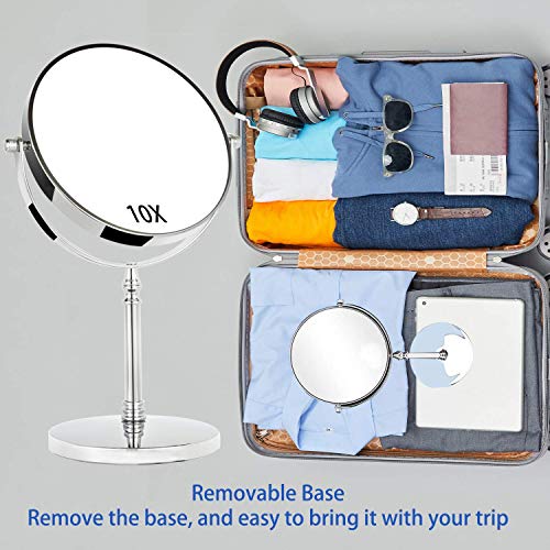 Taokey 8Inch 10X Magnifying Mirror, Double Sided Makeup Mirror On Round Stand For Tabletop, Bedroom Vanity Desk And Bathroom Counter - Free Standing Double Sided 10X/1X Magnification Mirror. #TOP3