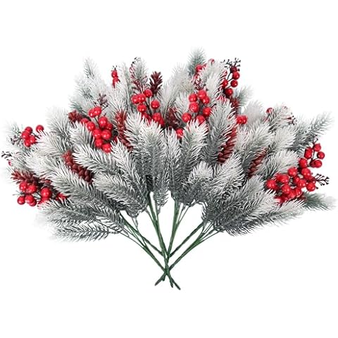 RECUTMS 8Pcs Artificial Pine Branches with Berries Cover