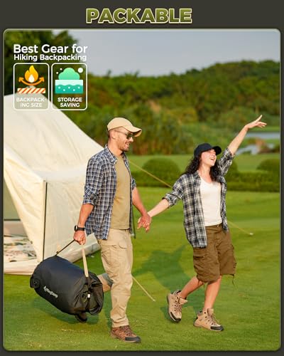 Image of KingCamp Gorgeous Double 6.7 inch Camping Mattress with Washable Foam Cover, Extra-Thick Full Size Inflable Mattress with Pump Sack, Portable Double Mattress for Camp Outdoor Tent, Car & Guest