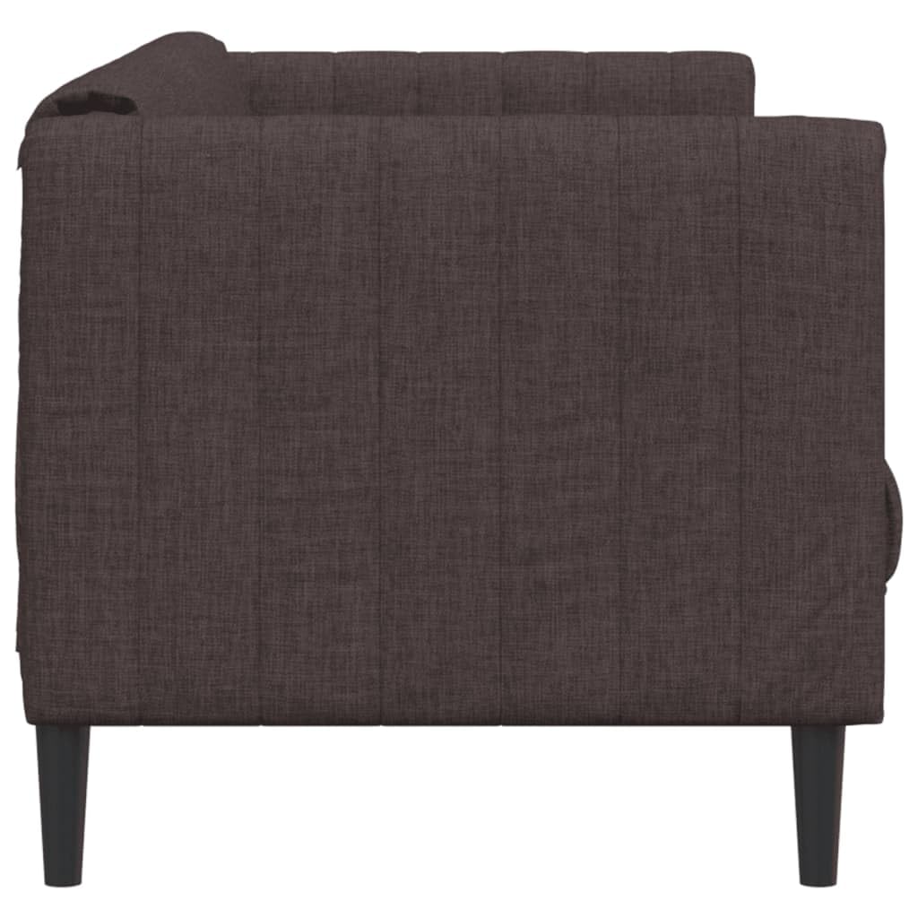 Sofa 3-osobowa, ciemnobrązowa tkanina z tapicerowaną ławką i miejscem do przechowywania, nowoczesna sofa narożna do salonu i pokoju gościnnego, komfortowy salon z oparciem i podłokietnikami