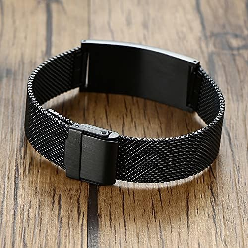 Miniatura 4 de VNOX Medical Alert Bracelets for Men & Women Kids with Free Engraving Adjustable Stainless Steel Mesh Emergency Medical ID Bracelets Wristband