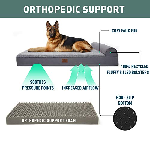Eterish Extra Large Orthopedic Dog Bed for Medium, Large, Extra Large Dogs up to 100 lbs, 4 inches Thick Egg-Crate Foam… - Image 3