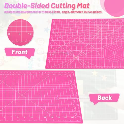 Image of anezus Self Healing Cutting Mat for Rotary Cutting, 17.8 inch x 11.9 inch, Pink