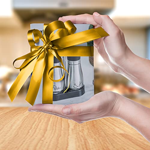 Salt And Pepper Shakers Set, Stainless Steel With Glass Bottle For Table, Rv, Camp, Bbq, Set Of 2, Yellow #TOP6