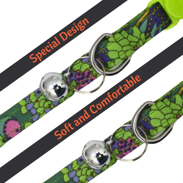 Image of Emily Pets Cat Collar for Colorful Breakaway Cat Collars with Bell, Adjustable Printed Nylon woth Safety Buckles Kitten Collar (Color May Vsry, 1 Piece)