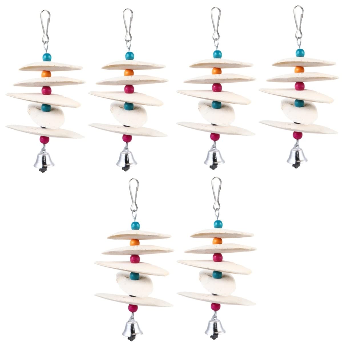 Mipcase 6pièces Jouets à Mâcher De Seiche pour Oiseaux Accessoires De Cage à Oiseaux avec Cloche Riche Et Minéraux pour Perruches