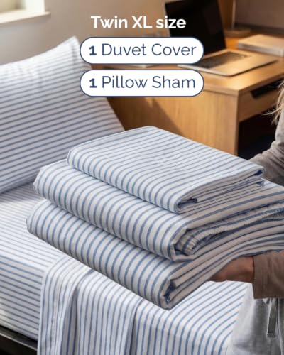 Image of Duvet Cover Twin /Twin XL - 2 Piece Set, College Dorm Room - Blue Stripes 2