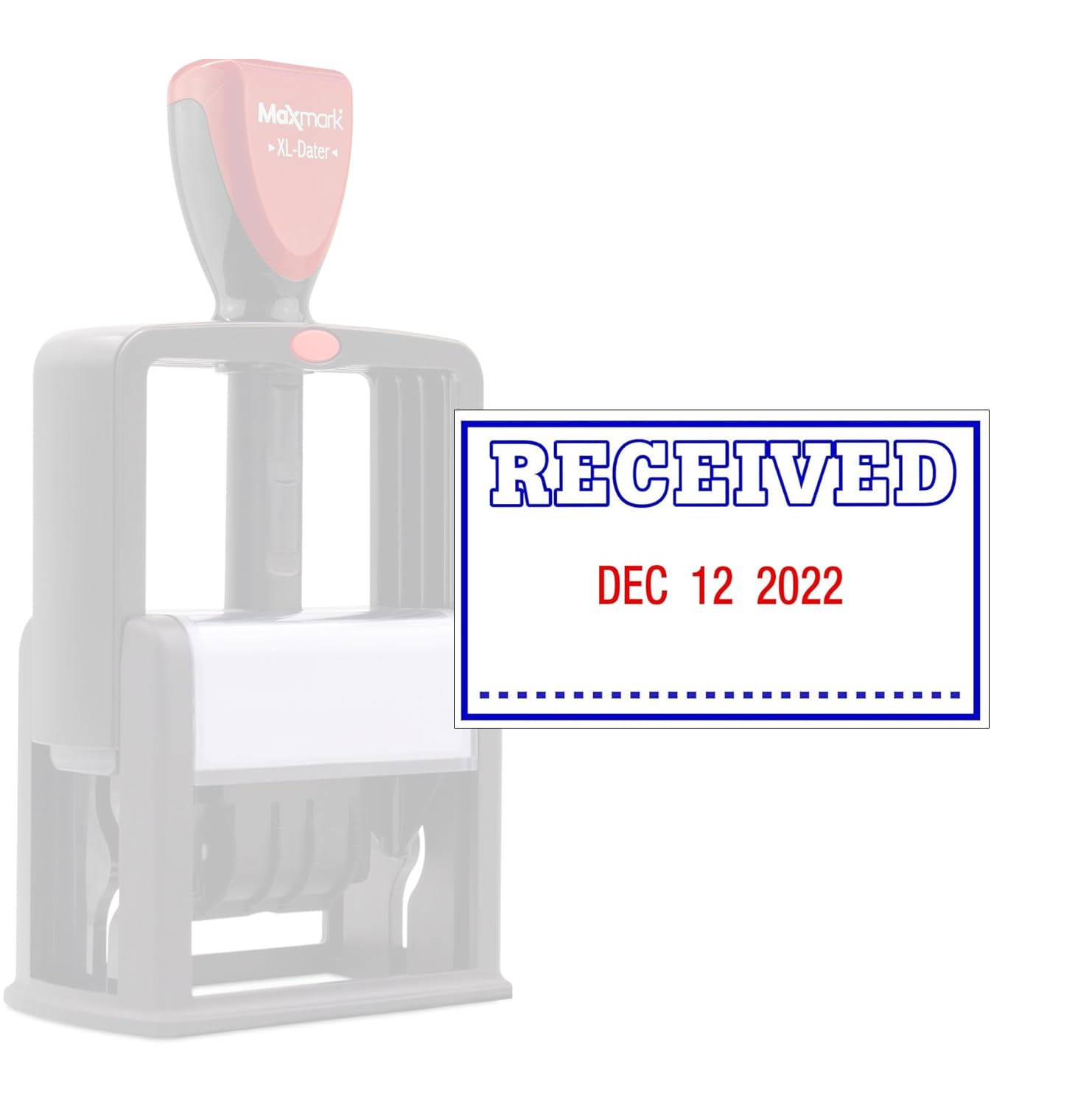 ZIGEL Heavy Duty Style Self Inking Date Stamp with Received - Style C - Blue/Red 2 Color Ink