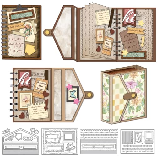 DELORIGIN Troqueles de corte para cuadernos con sobre y hojas sueltas, plantillas de metal de acero al carbono, plantillas de repujado para álbumes de recortes, fabricación de tarjetas, manualidades