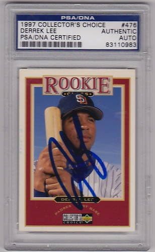 Derrek Lee signed 1997 UD CC baseball card PSA/DNA Slab