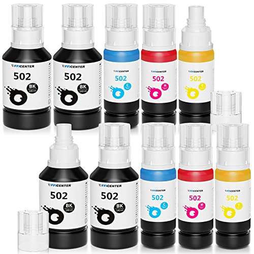 Officenter 10 Pack T502 502 Ink Refill Bottles For Ecotank Et-2760 Et-4760 Et-2750 Et-3760 Et-2850 Et-15000 St-4000 St-2000 Et-3710 Et-3850 Et-3750 Et-4850 Et-3830 Et-4750 Et-2700 St-3000 Printer #TOP1