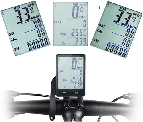 Computadora de bicicleta con soporte, odómetro de bicicleta impermeable con cable MPH KMH Velocímetro con pantalla LCD Pantalla de retroiluminación