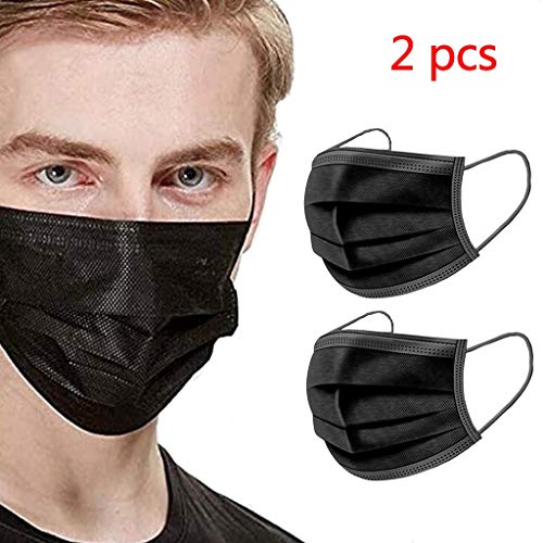 Preisvergleich Produktbild KANGMOON Gesichtsvisier Einwegdruck / Schutzvisier Universal Gesichtsschutz / Face Bandanas,Protection, Anti-Haze Dust (Black, 2)