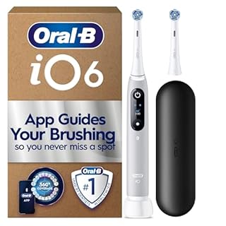 Oral-B iO6 Series Electric Toothbrush, plus 1 Oral B Electric Toothbrush Head and Travel Case, Gift Ideas for Him and Her, Grey Opal