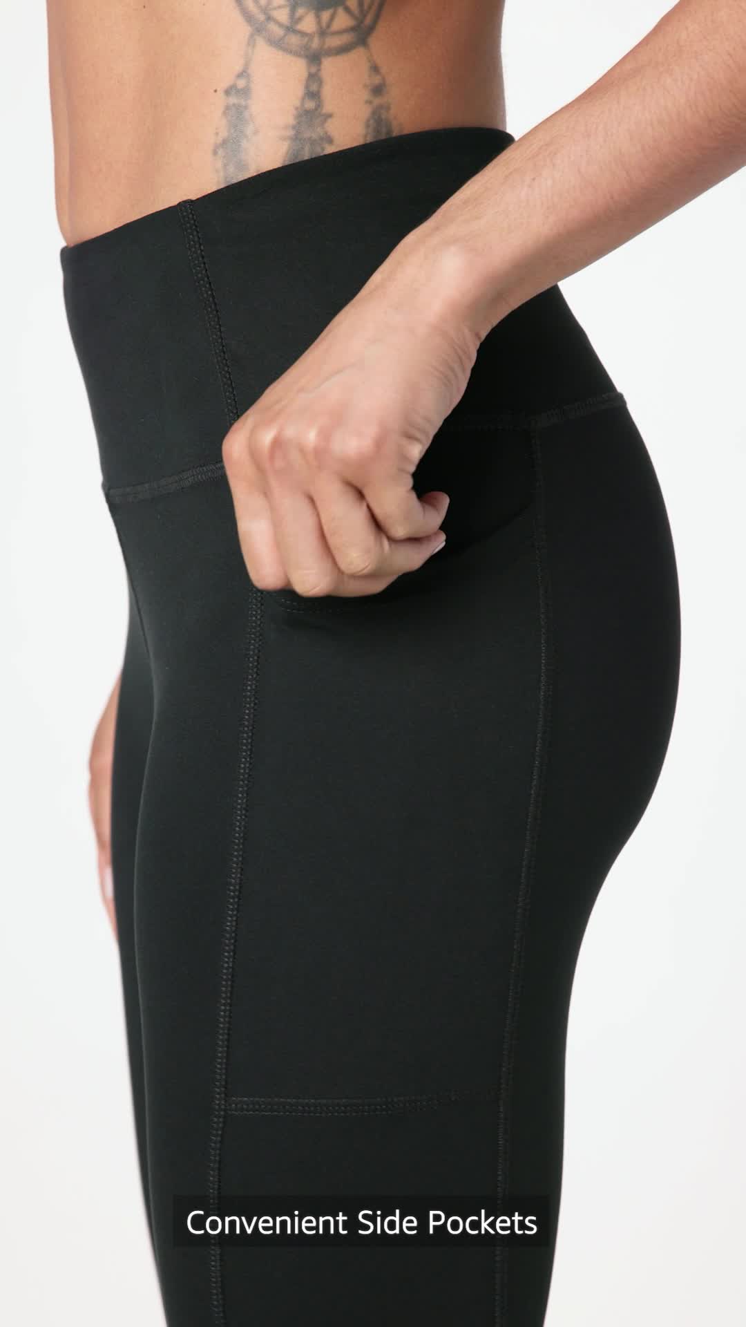 Danskin Women's Single Brushed 7/8 Leggings, Black Salt, Small at