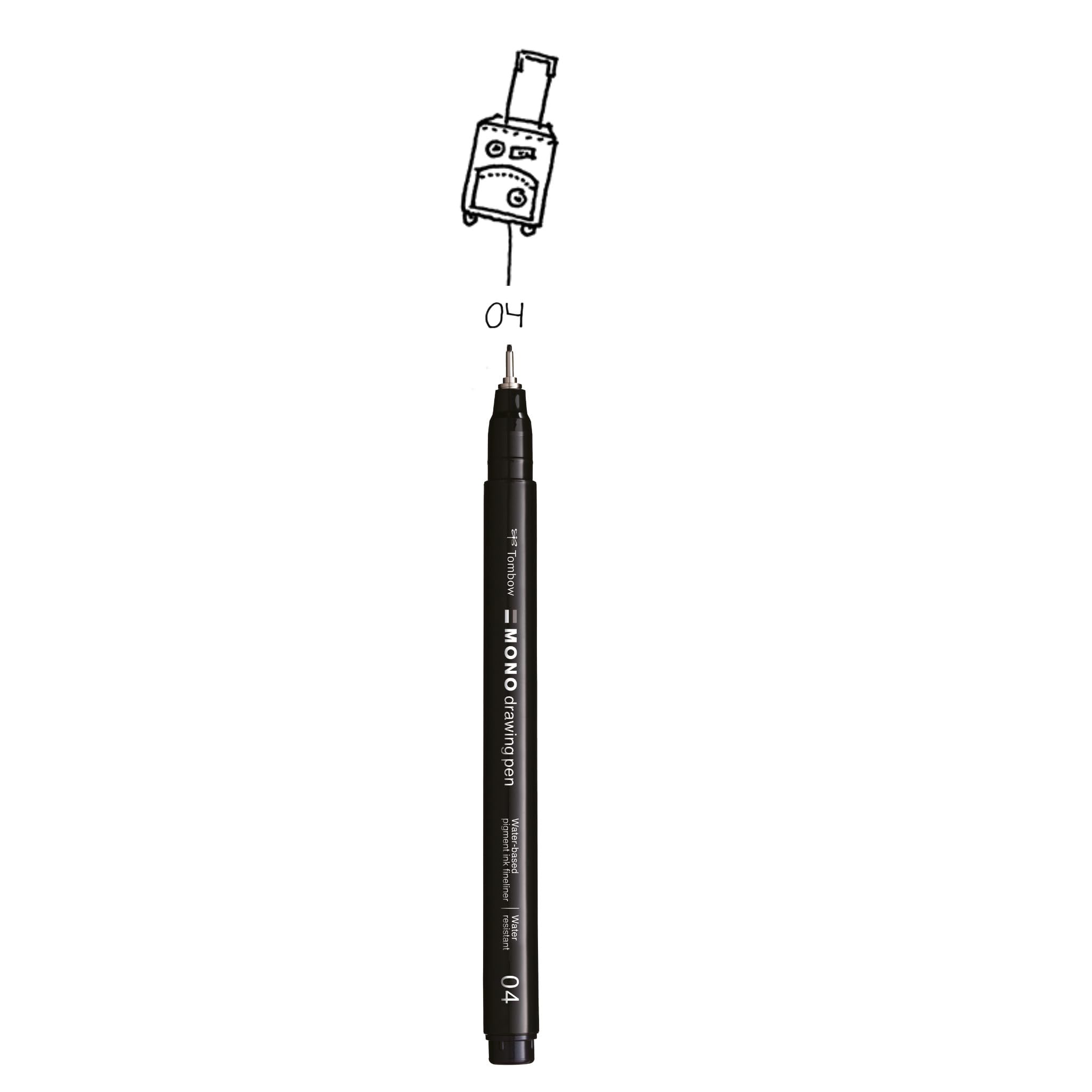 Tombow Fineliner MONO drawing pen, line width 04 (approx. 0.40 mm), pigment ink, water and light resistant, for sketches, for illustrating and drawing, black, WS-EFL-H-04