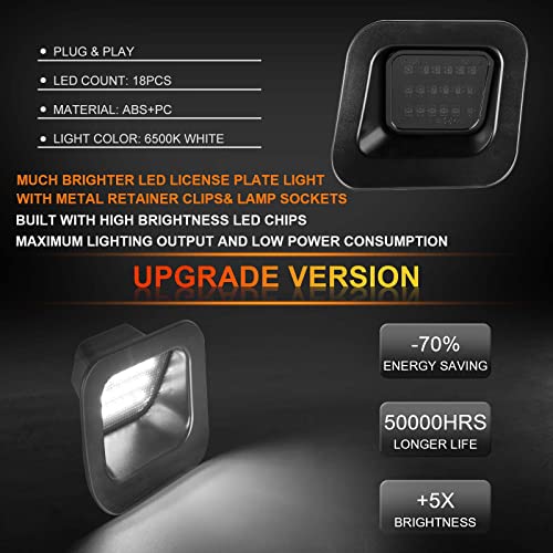 Gempro 6Pcs Led Side Mirror Turn Signals Puddle Lights Kits & License Plate Lamps Assembly For 2010-2018 Ram 1500 2500 3500, 6000K White #TOP5