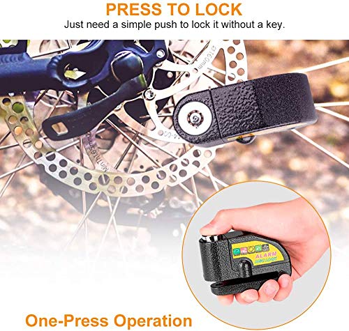 Alarm Disc Lock Motorcycle Disc Brake Lock, Waterproof 110Db Anti-Theft Disk Lock Motorcycle With 7Mm Pin And 1.2M Reminder Cable For Motorcycle Scooter Bike #TOP1