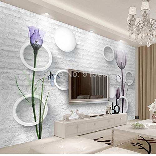 Papier peint panoramique 3D briques tulipe fleur abstrait