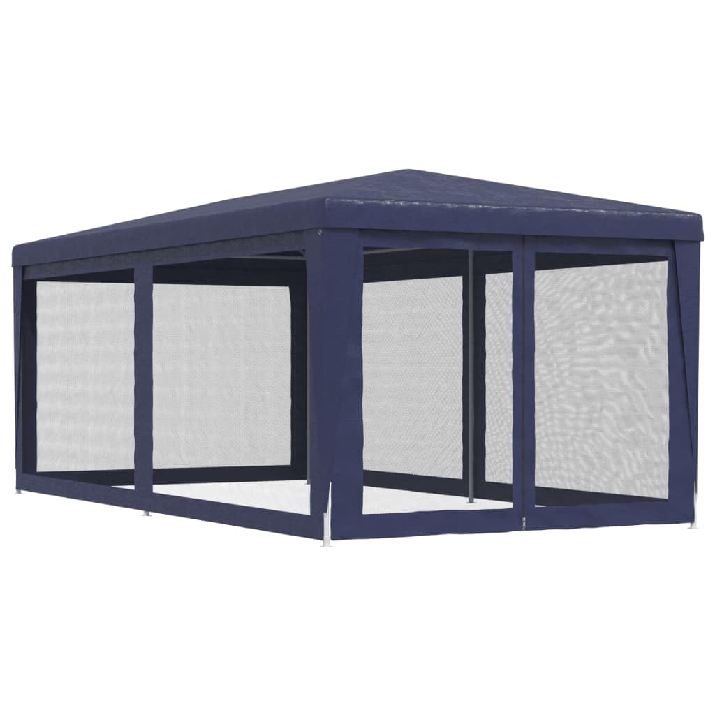 Tienda De Fiesta 3x6 M con 6 paredes de malla azul | Marco de hierro resistente, techo de agua, cremallera de entrada, refugio solar HDPE