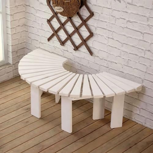 Banco de árbol semicircular de madera azul para asientos de patio exterior 2