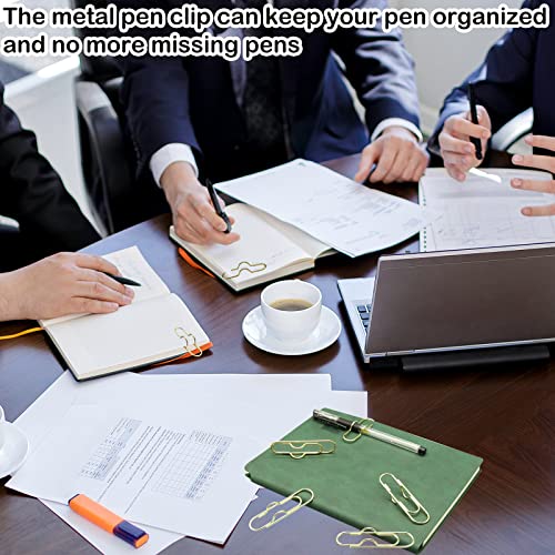 12 Pcs Metal Pen Clip for Notebook, Portable Pen Holder Clip Pencil Clip, Multi Function Paper Clip Pen Holder Pen Paper Clip Bookmark Stationery Tool Office Supplies for Notebook  image 6