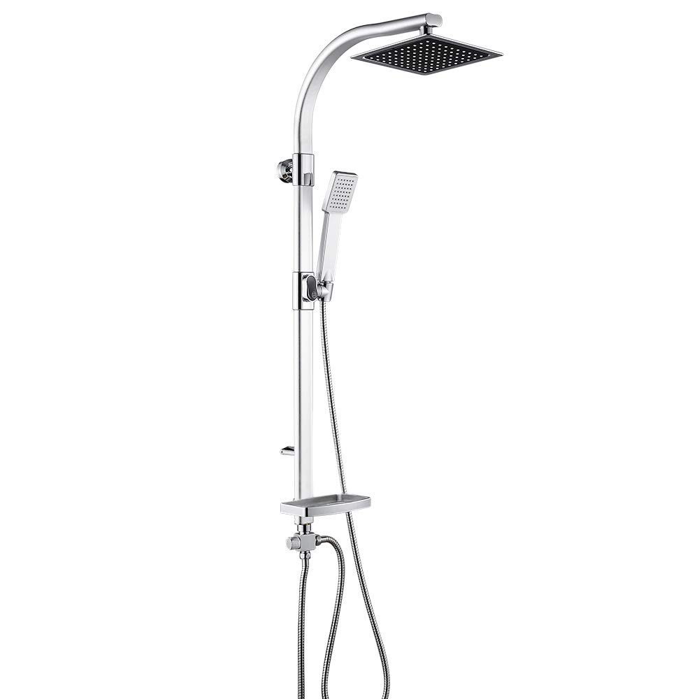 Colonne de Douche avec Barre de Douche 106 cm(41,73''), Colonne Douche sans Mitigeur, avec Pommeau de Douche et Douchette, Argenté