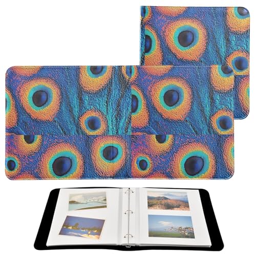 Álbum de fotos con textura de piel de pavo real, páginas autoadhesivas para fotos de todos los tamaños, fotos de 4 x 6, 5 x 7, 6 x 8 pulgadas