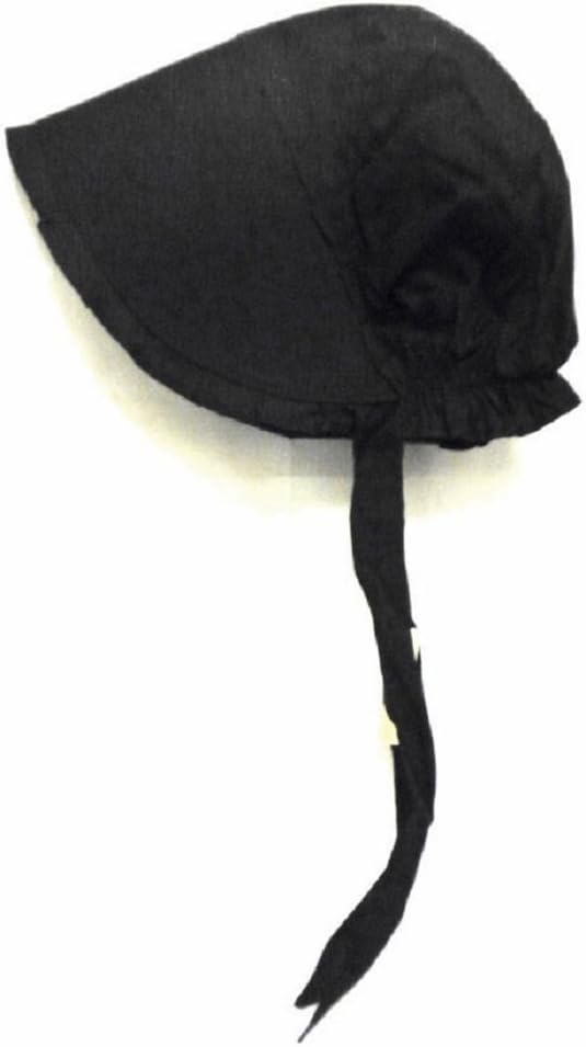 100% Black Cotton Prairie Pilgrim Amish Bonnet Medium Thanksgiving Hat
