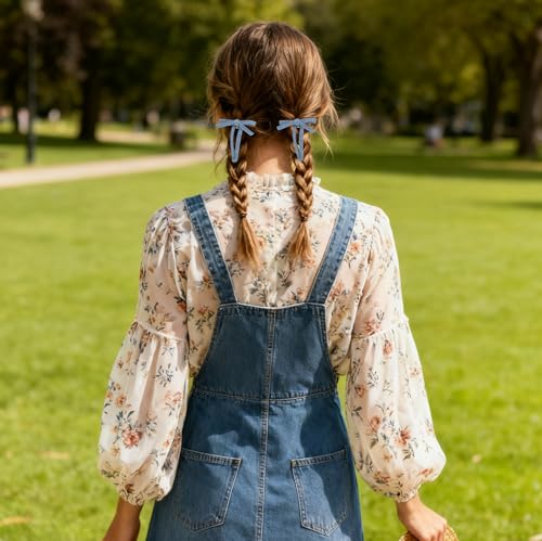 4 pinzas de cabello con moño de mezclilla miniatura 6