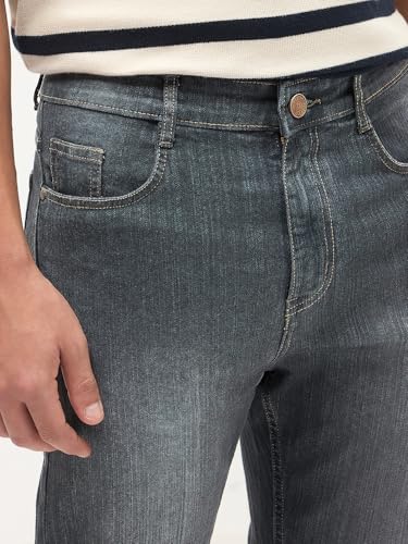 Image of Urbano Fashion Men's Straight Fit Washed Denim Jeans Stretchable