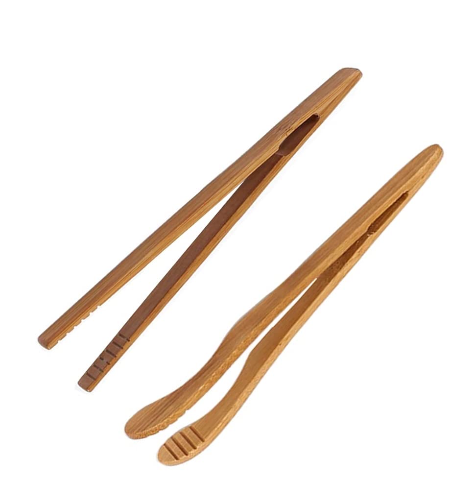 Sponsored Ad - Bamboo Toaster Tongs for Toast, Bread, Tea Bag Squeezer, Pickles and Other Small Food Items (7", Reusable, Pack of 2)