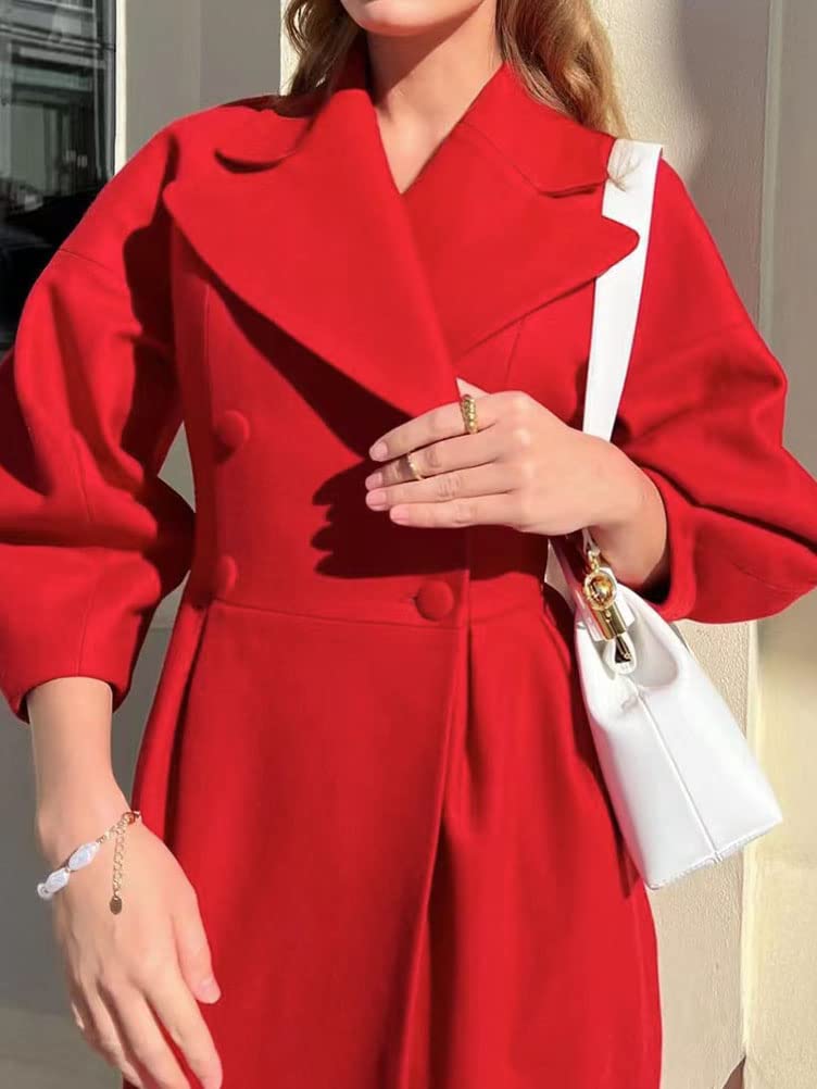 Onsoyours Cappotti di Lana da Donna Spesso Cappotto Doppiopetto Maniche Lunghe Cappotto Caldo Eleganti Slim Fit Trench Coat Vintage Cappotti di Lana Autunnali E Invernali Cardigan Jacket