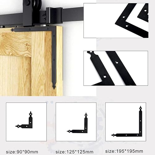 Miniatura 6 de 4 piezas de losa de esquina decorativa para puerta corredera de granero, soporte de esquina negro en forma de L para puertas de garaje, persianas,