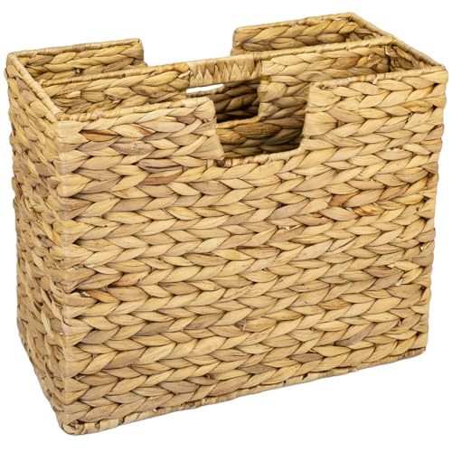 HMF Newspaper Rack, Newspaper Basket, Braided Made of Water Hyacinth, 2 Compartments, 40 x 20 x 33 cm