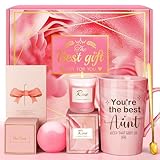 Aunt Gifts from Niece Nephew: Unique Happy Birthday Gift Basket Set for Best Auntie, Personalized Spa Relaxation Presents for Women, Mothers Day, Christmas, Wedding, Pink Care Package Ideas