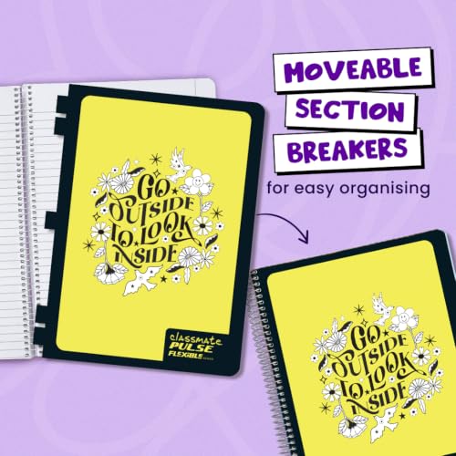 Image of Classmate Pulse Flexible 5 Subject A4 (29.7x21.0cm) Spiral Notebook |4 Interchangable Page separators|Single line|300 Pages