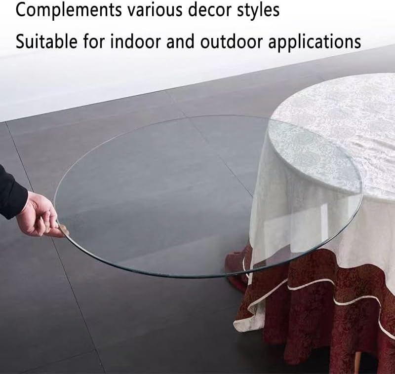 SYYXHC Clear Glass Table Top, 20in 24in 28in 32in 36in Replacement Circle Dining Table Countertop, Large Tabletop for Patio Coffee Garden Tables(68cm/26.8in)