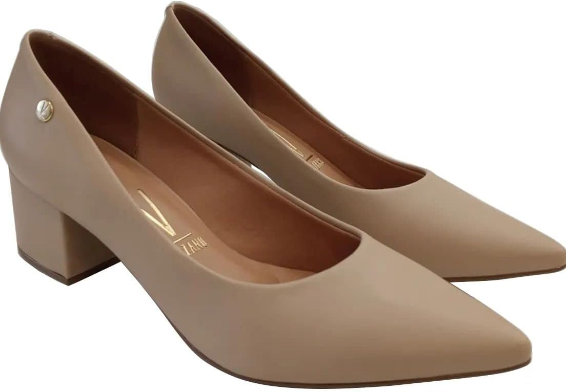 Scarpin Feminino Salto Bloco Pelica Creme Vizzano 1220.315