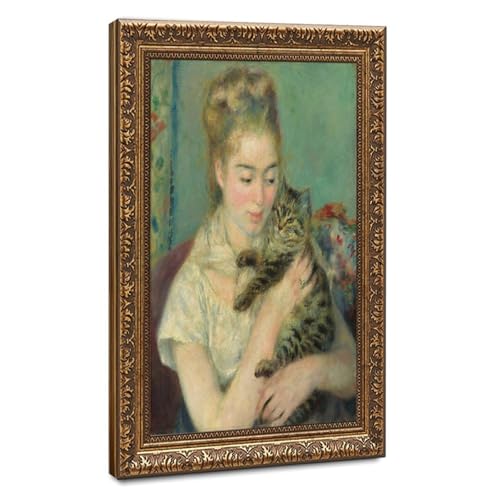 Toile Pierre Auguste Renoir femme avec un chat pour salon