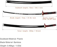 Vista 2 de Espada Demon Slayer para cosplay con soporte para cinturón, 41 pulgadas Kamado Tanjirou Fuego