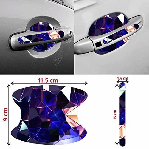 Image of CVANU Car Door Handle & Door Bowl Pack of 8 Anti-Scratch Guard Protective Cover Purple-Blue Self-Adhesive Vinyl Sticker Cv1