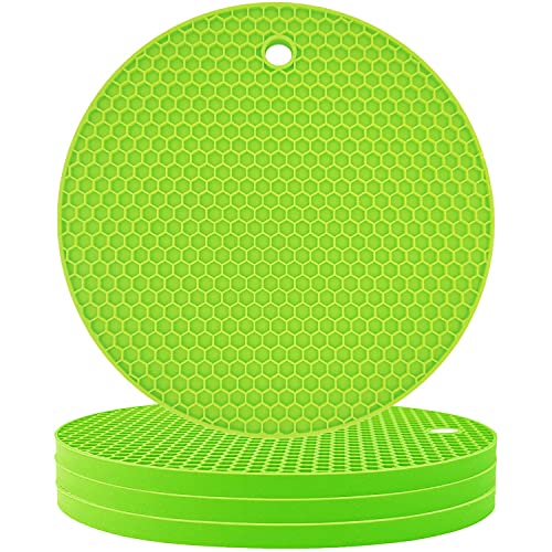 Image of Countertop Protector Heat Resistant Trivets for Hot Pots and Pans - Non-Slip Insulated Heat Pads for Kitchen Counter Green Pack of 4