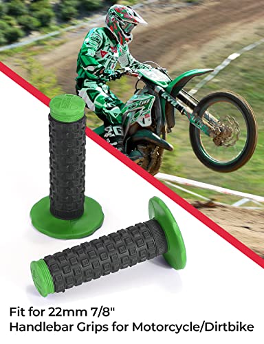 Issyzone Motorcycle Handlebar Grips 2Pcs 22Mm&24Mm, Non-Slip Pillow Grip, Universal Throttle Bar Grips For Dirt Pit Bike Motocross Yamaha Honda Suzuki Kawasaki Atv Utv (Green) #TOP4