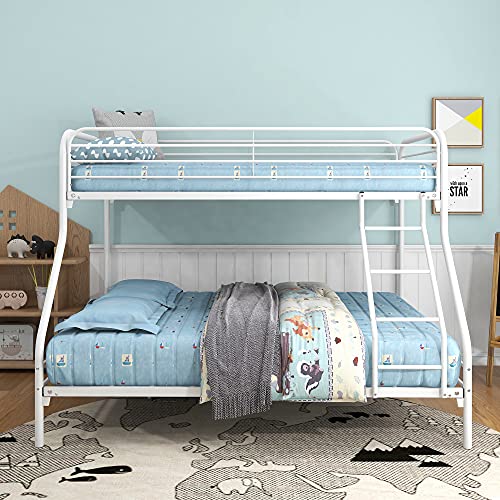 CZBZ Twin-Over-Full Metal Bunk Bed with Enhanced Guardrail, Noise-Free Platform