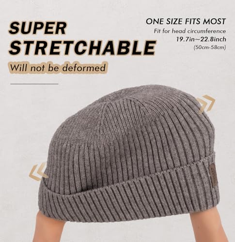 Image of Wmcaps Warm Beanie for Men Women, Fleece Lined Beanie Warm Winter Caps Unisex Fashion Knit Cuffed Cap