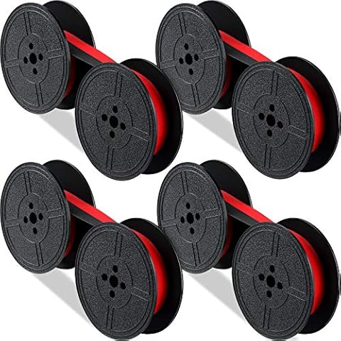 4 Pairs Universal Typewriter Ribbon Twin Spool Typewriter Ribbon Twin Spool Replacement Pack for Most Typewriter (Red, Black) Cover