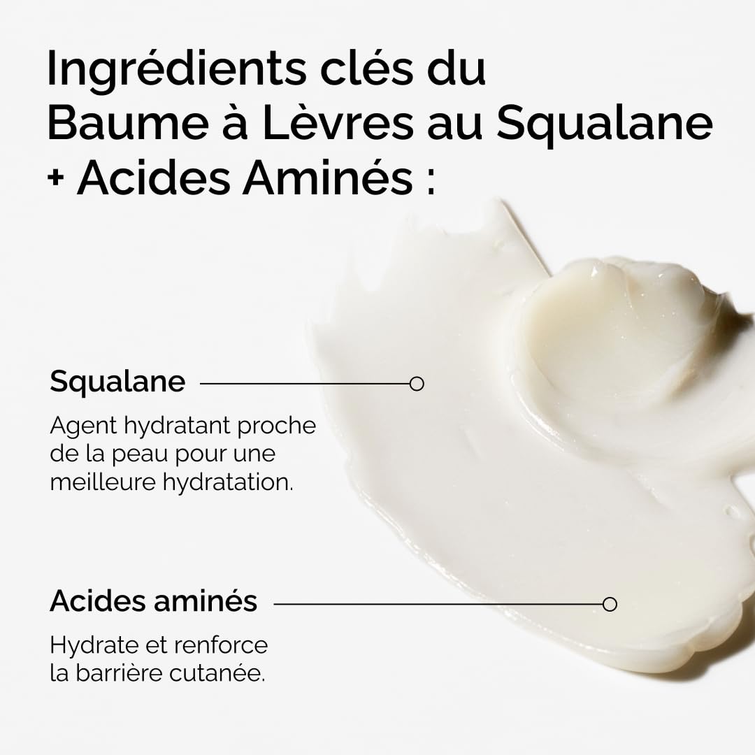 The Ordinary Baume à Lèvres au Squalane + Acides Aminés, pour les lèvres, le coude et les cuticules, 15 ml